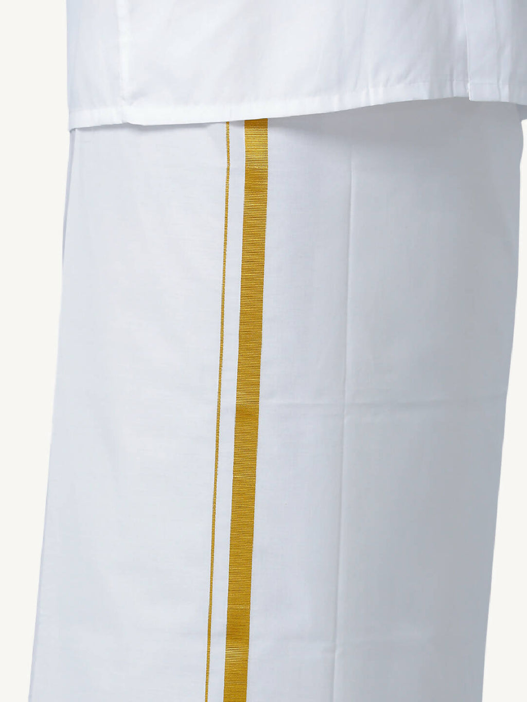 Ramraj Cotton Mens Wedding White Regular Dhoti, Shirt & Towel Set Subhakalyan 1/2"