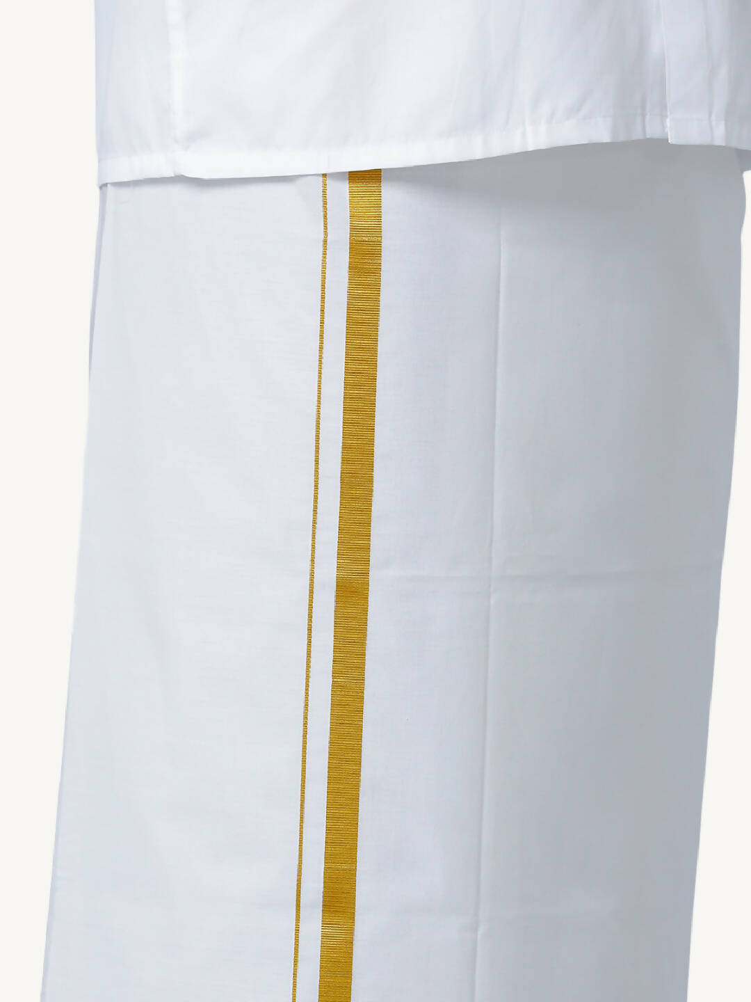 Ramraj Cotton Mens Wedding White Regular Dhoti, Shirt & Towel Set Subhakalyan 1/2"