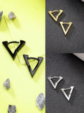 NVR Men's Set of 3 Multicolor Rhodium-Plated Geometric Shape Stainless Steel Studs Earring - Distacart