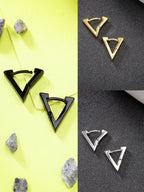 NVR Men's Set of 3 Multicolor Rhodium-Plated Geometric Shape Stainless Steel Studs Earring - Distacart