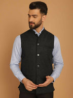 Even Apparels Pure Wool Nehru Jacket - Blue