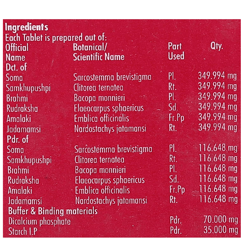 Nagarjuna Ayurveda Stresnil Tablet Ingredients