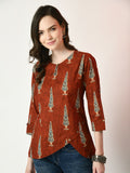 Myshka Women's Rust Printed Top