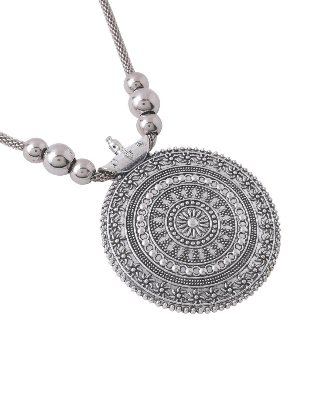 NVR Women's Elegant Silver Oxidised Brass Necklace
