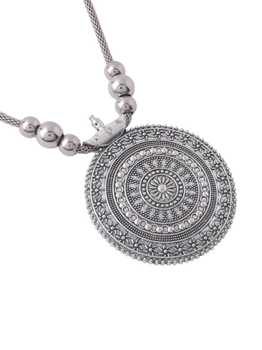 NVR Women's Elegant Silver Oxidised Brass Necklace