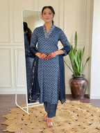 The52 Women's Muslin hand Embroidered Straight Kurta, Pant and Dupatta Set - Distacart