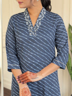 The52 Women's Muslin hand Embroidered Straight Kurta, Pant and Dupatta Set - Distacart
