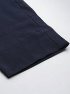 Yufta Navy Blue Cotton Fit Trousers