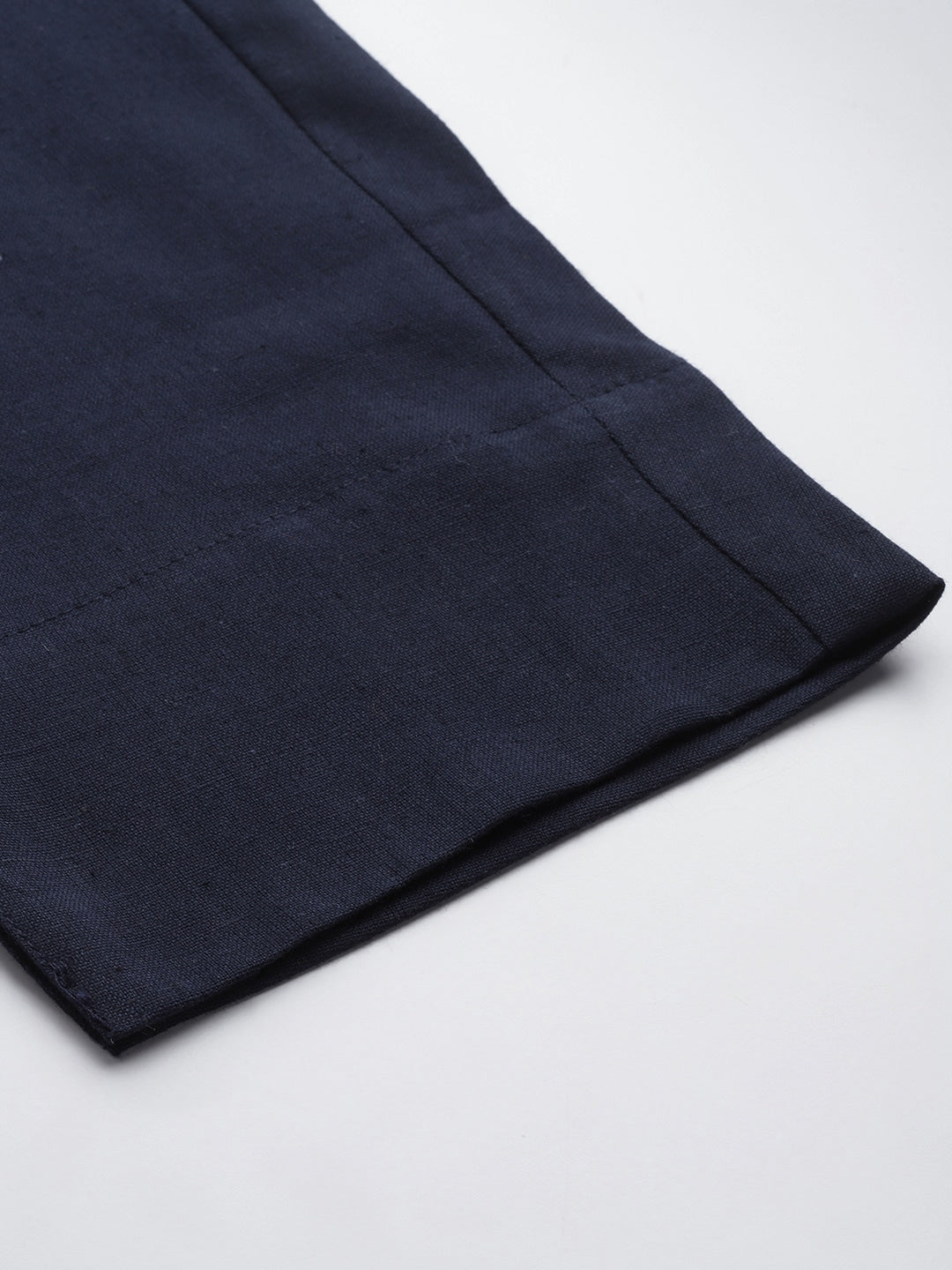 Yufta Navy Blue Cotton Fit Trousers