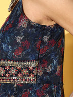Yufta Navy Blue Ethnic Maxi Dress - Distacart