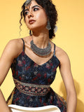 Yufta Navy Blue Ethnic Maxi Dress - Distacart