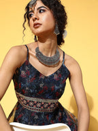 Yufta Navy Blue Ethnic Maxi Dress - Distacart