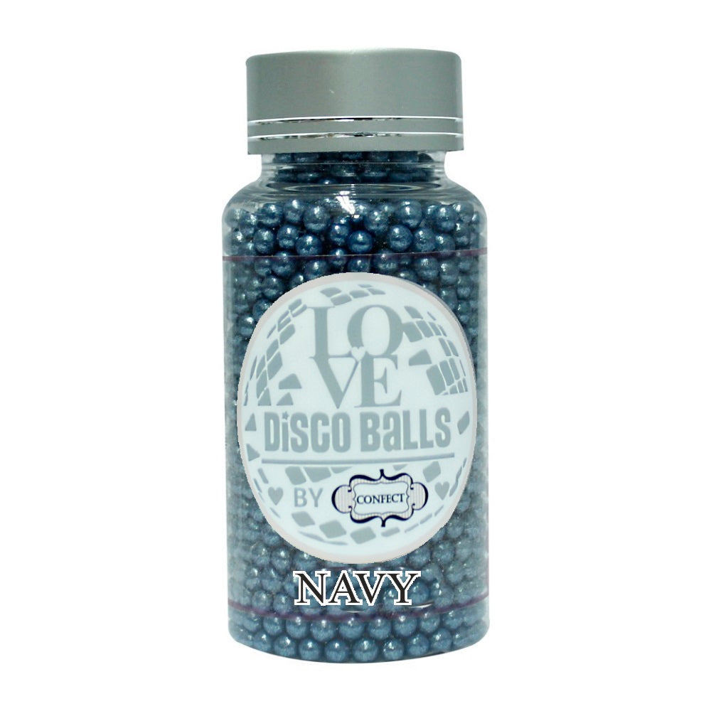confect navy blue disco balls sprinkles 6 mm 120 gms