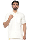 Ramraj Cotton Mens Poly Cotton Cream Colour Half Sleeve Shirt