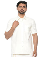 Ramraj Cotton Mens Poly Cotton Cream Colour Half Sleeve Shirt