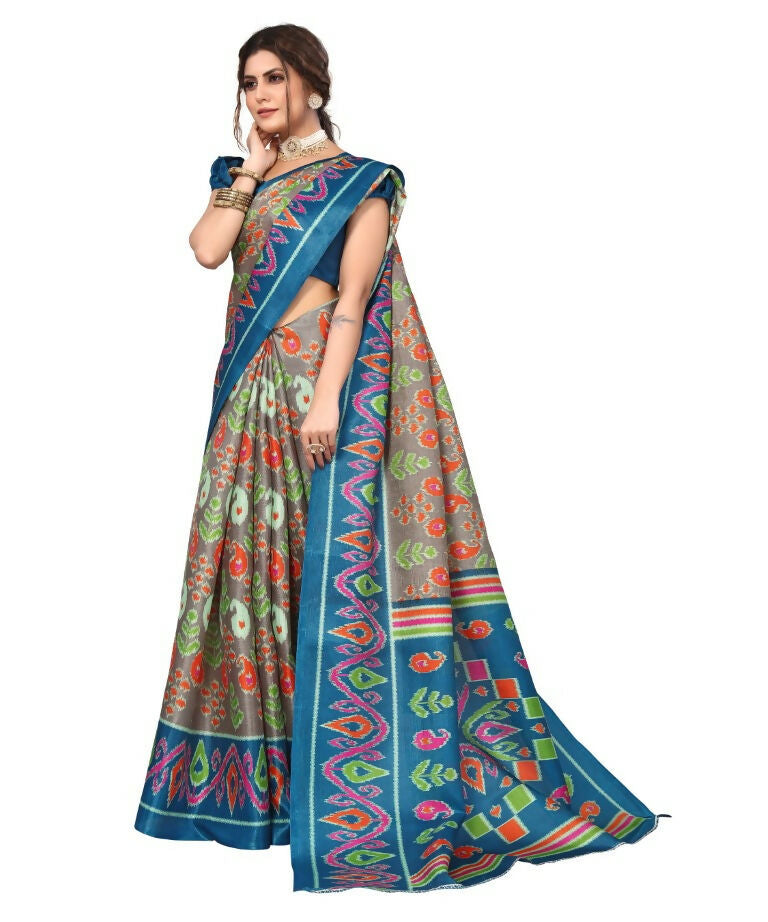 Vamika Rama Green Printed Art Silk Saree