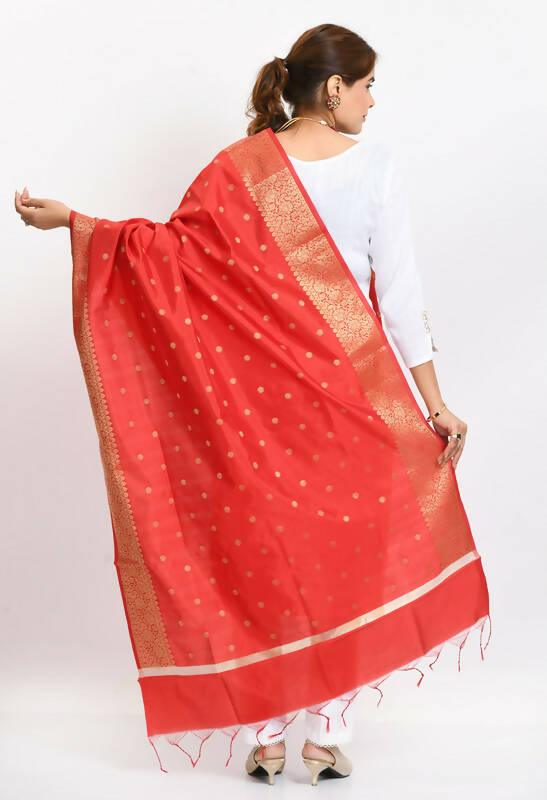 Mominos Fashion Moeza Women's Banarsi Silk Woven Design Red Dupatta - Distacart