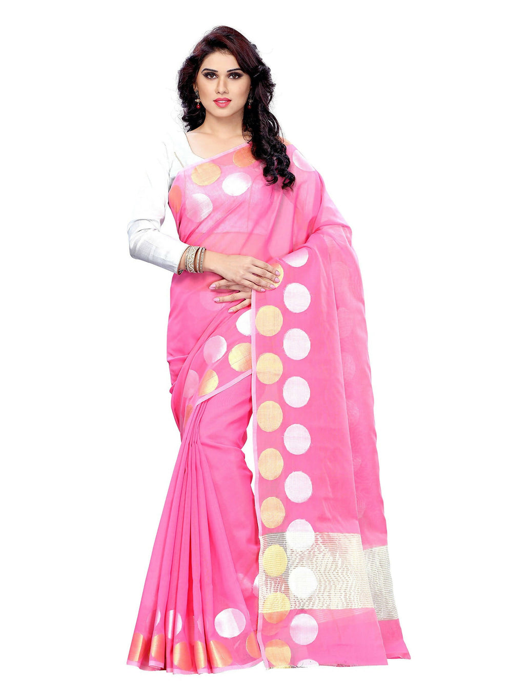 Mimosa Women Cotton Art Light Pink Saree - Distacart