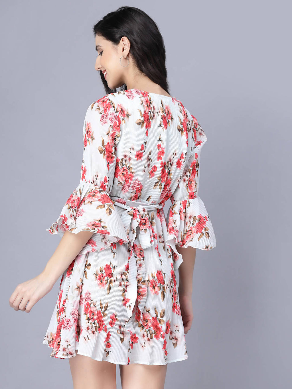 Myshka Georgette Printed 3/4 Sleeve V Neck Women Tunic - Distacart
