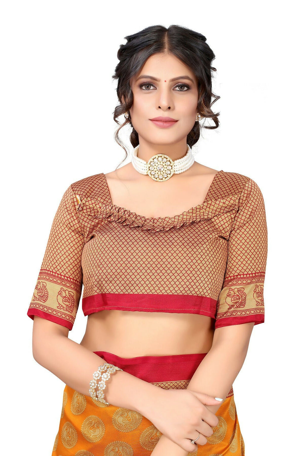 Vamika mustard Printed Art Silk Saree