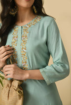 Joban Fashion Sea Green Cotton Rayon Kurta Set
