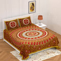 Vamika Printed Circleambi Brown Cotton Bedsheet With Pillow Covers (PM Circleambi Brown)
