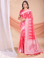 Shree Shyam Fashion Varnika Pink Linen Cotton Saree