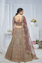 Kesar Fab Purple Net Embroidered Lehenga