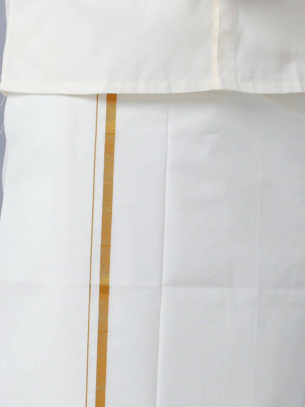Ramraj Cotton Mens Wedding Set Cream Regular Dhoti, Shirt & Towel Arathi 1/2"