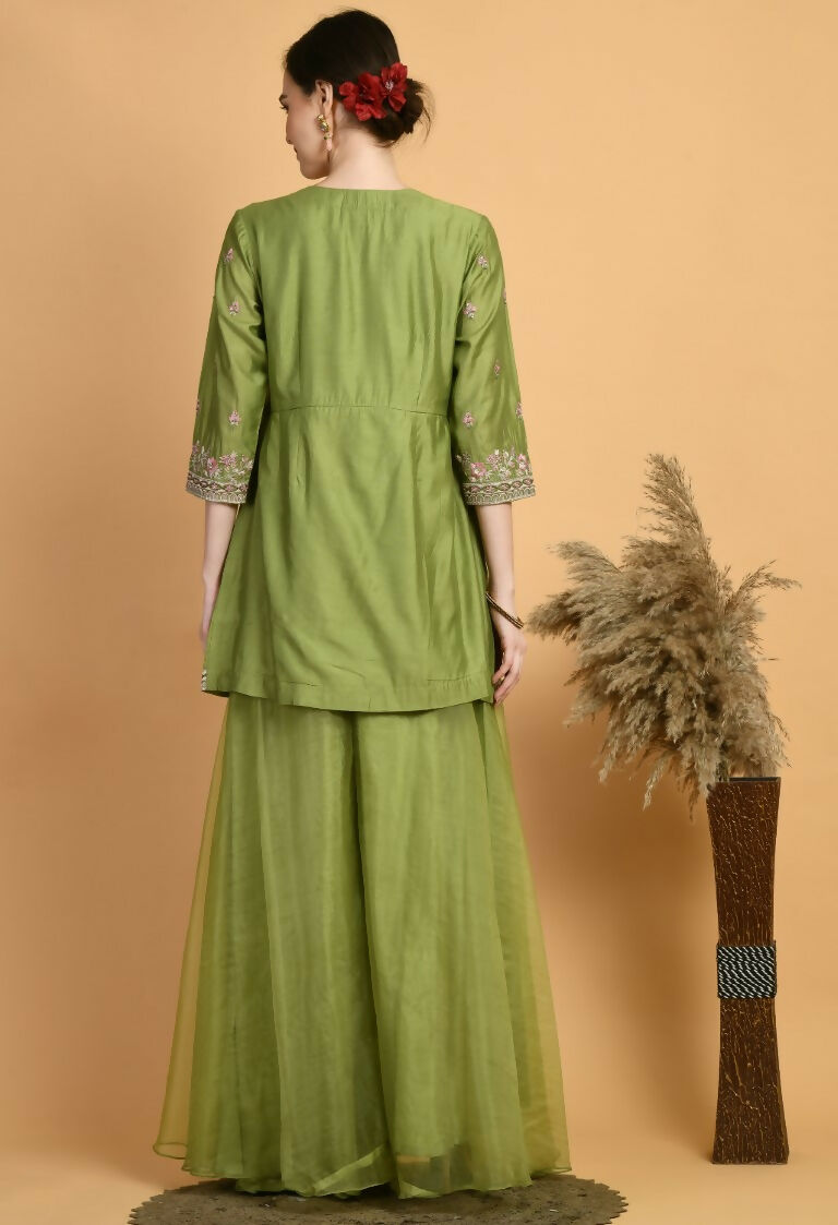 Joban Fashion Green Chanderi Kurta Set