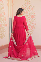 Joban Fashion Maroon Georgette Sequence Embroidery Work Kurta Set - Distacart