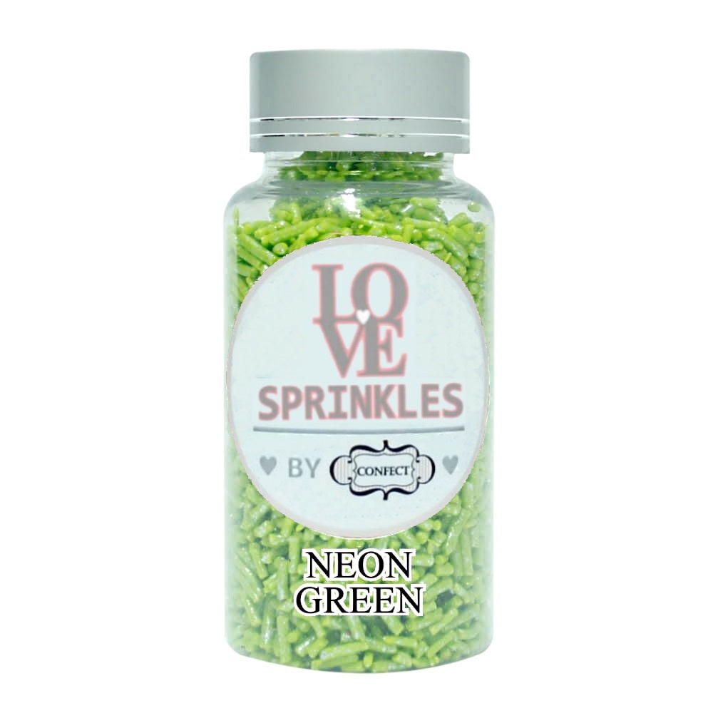confect neon green vermicelli sprinkles 90 gms