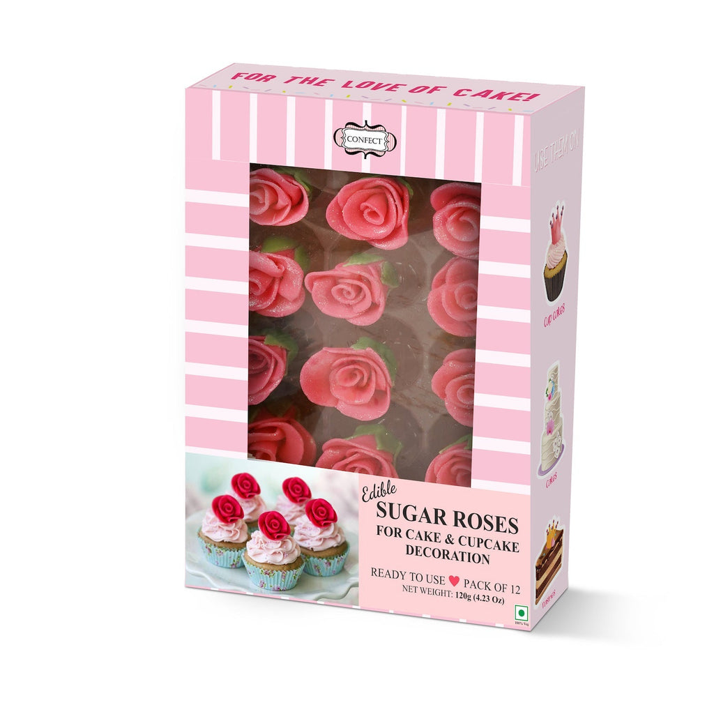 sugar roses for cake cupcake decoration neon pink 120 gms