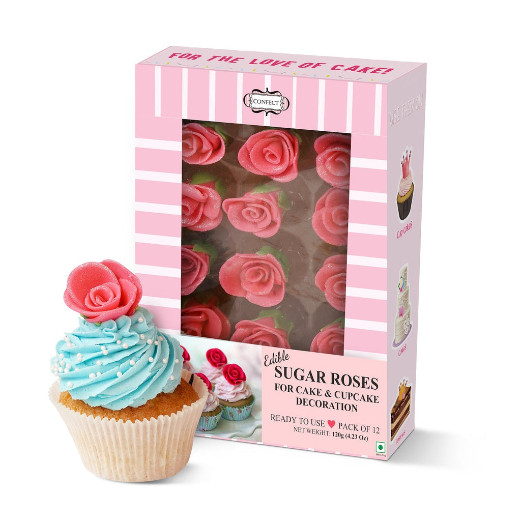 sugar roses for cake cupcake decoration neon pink 120 gms