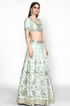 Lehenga Mart Designer Wedding Lehenga Choli For Women - Sky Blue