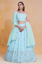 Lehenga Mart Designer Wedding Lehenga Choli For Women - Sky Blue