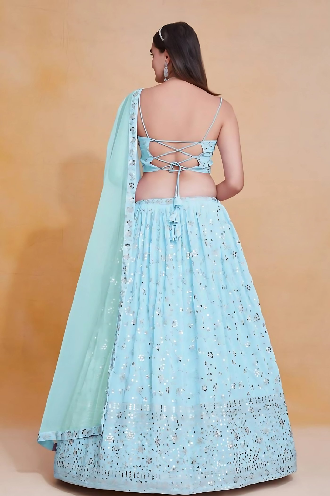 Lehenga Mart Designer Wedding Lehenga Choli For Women - Sky Blue