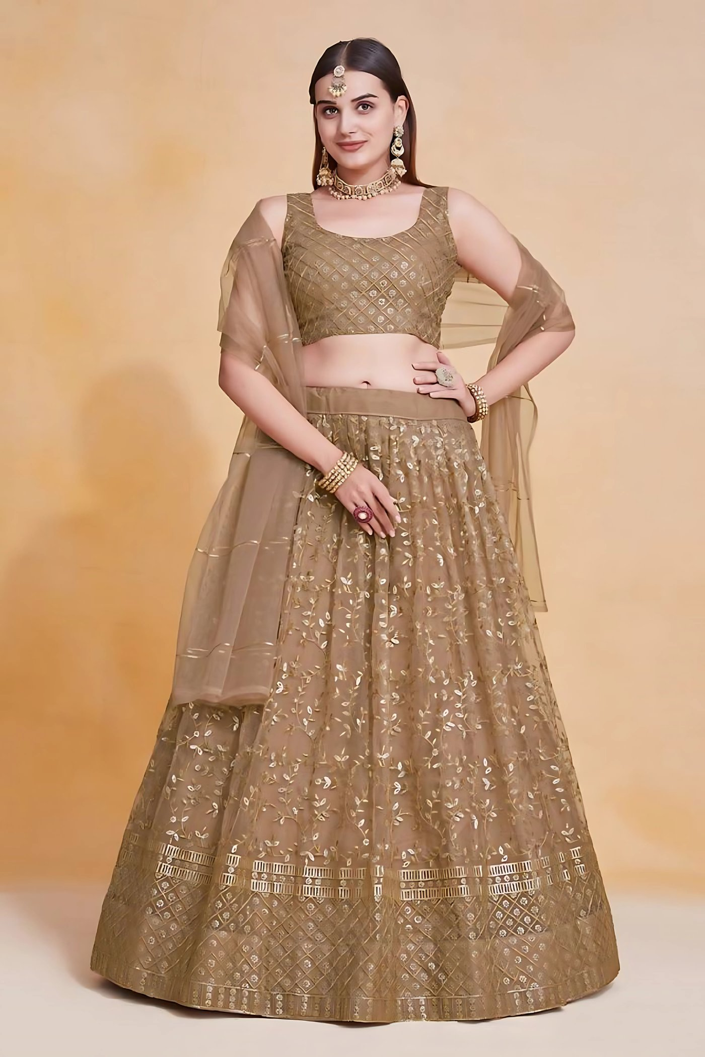 Lehenga Mart Designer Wedding Lehenga Choli For Women - Brown