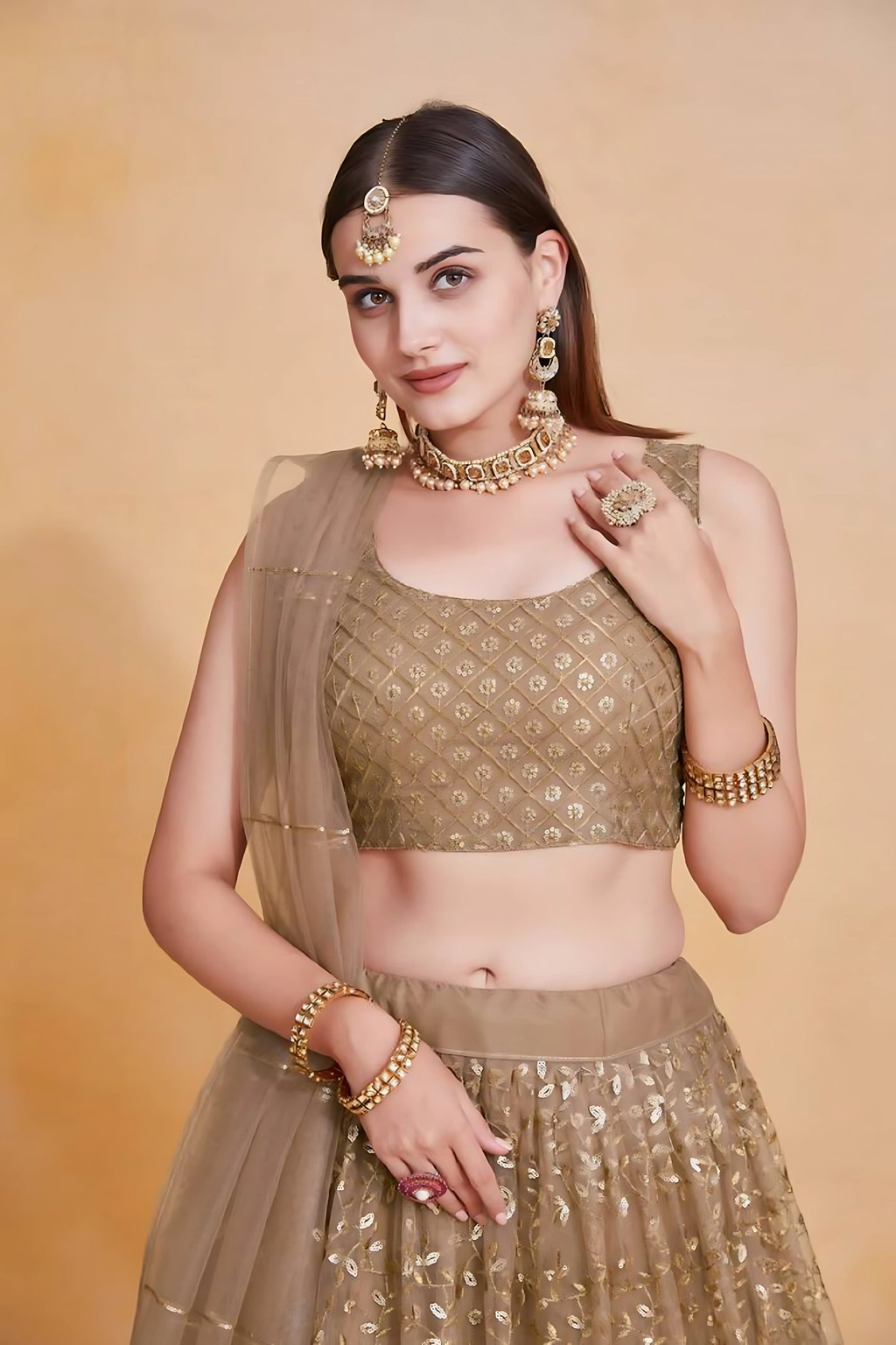 Lehenga Mart Designer Wedding Lehenga Choli For Women - Brown