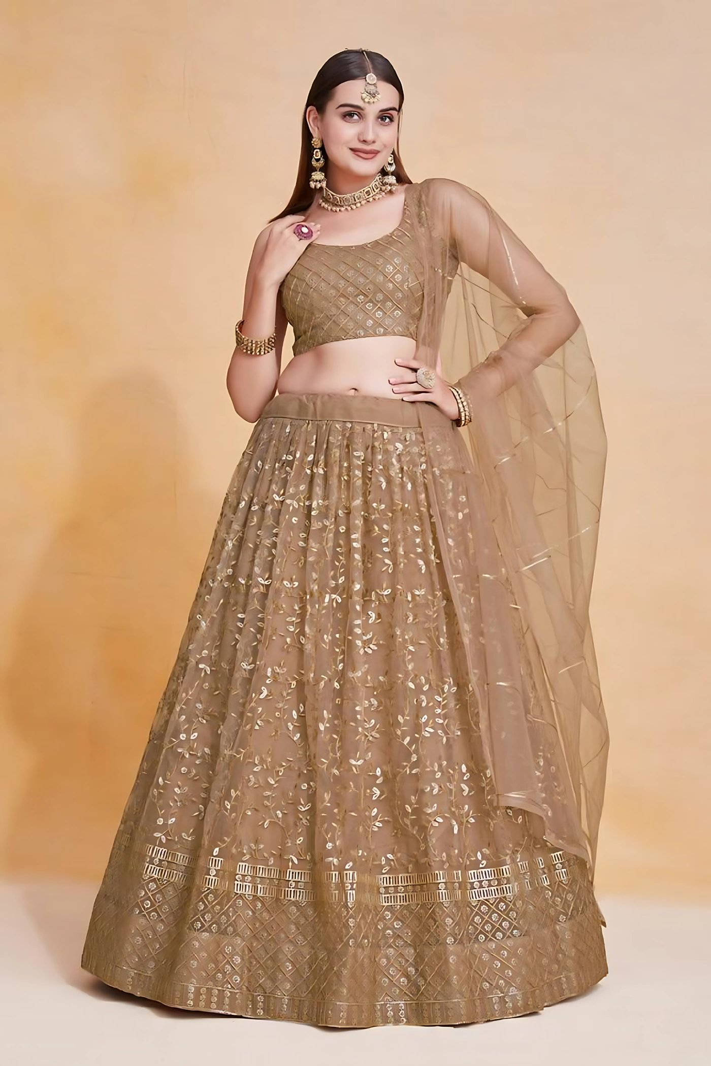 Lehenga Mart Designer Wedding Lehenga Choli For Women - Brown