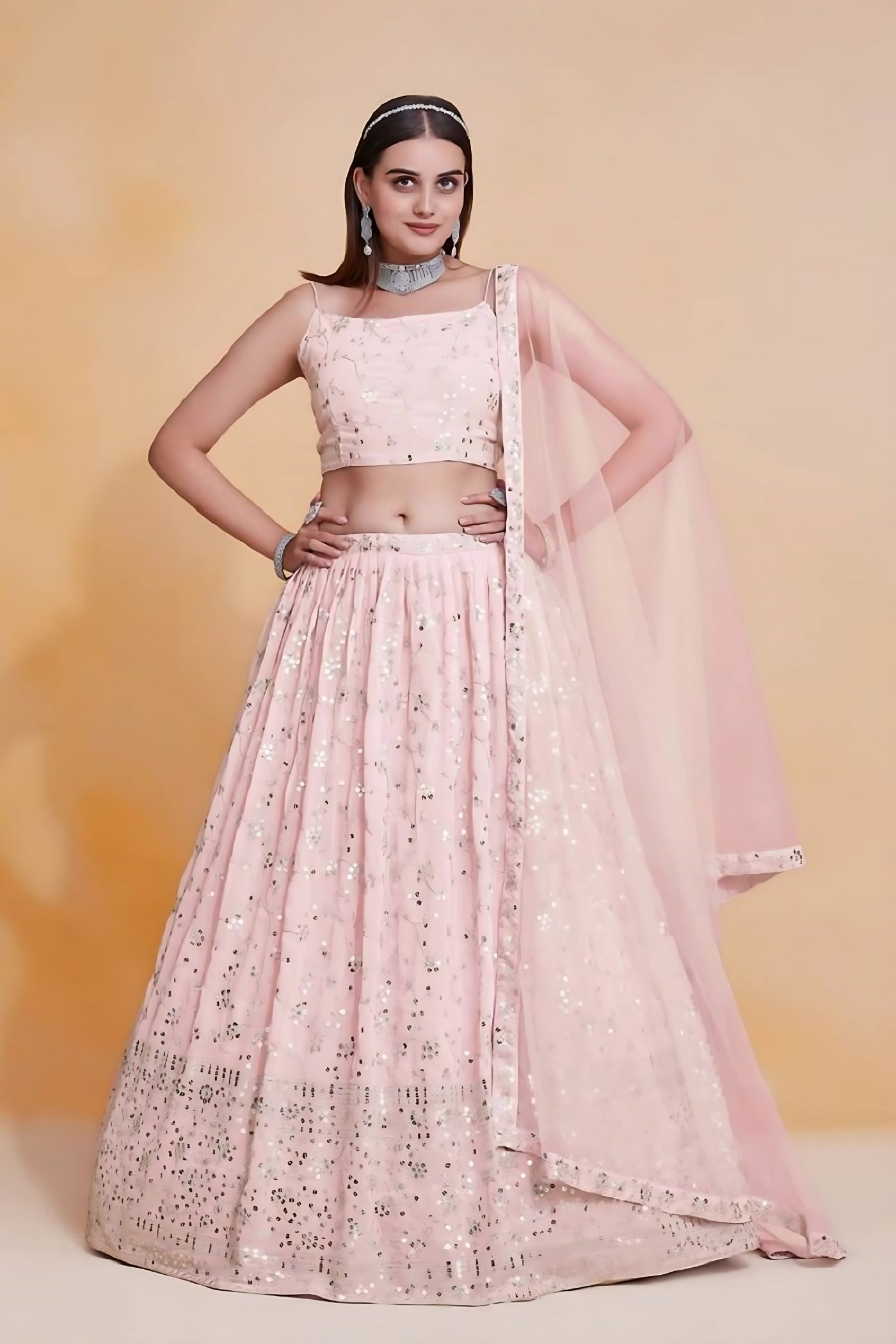 Lehenga Mart Designer Wedding Lehenga Choli For Women - Light Pink