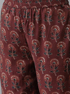 Yufta Women Maroon Floral Printed Regular Kurta with Palazzo & With Dupatta