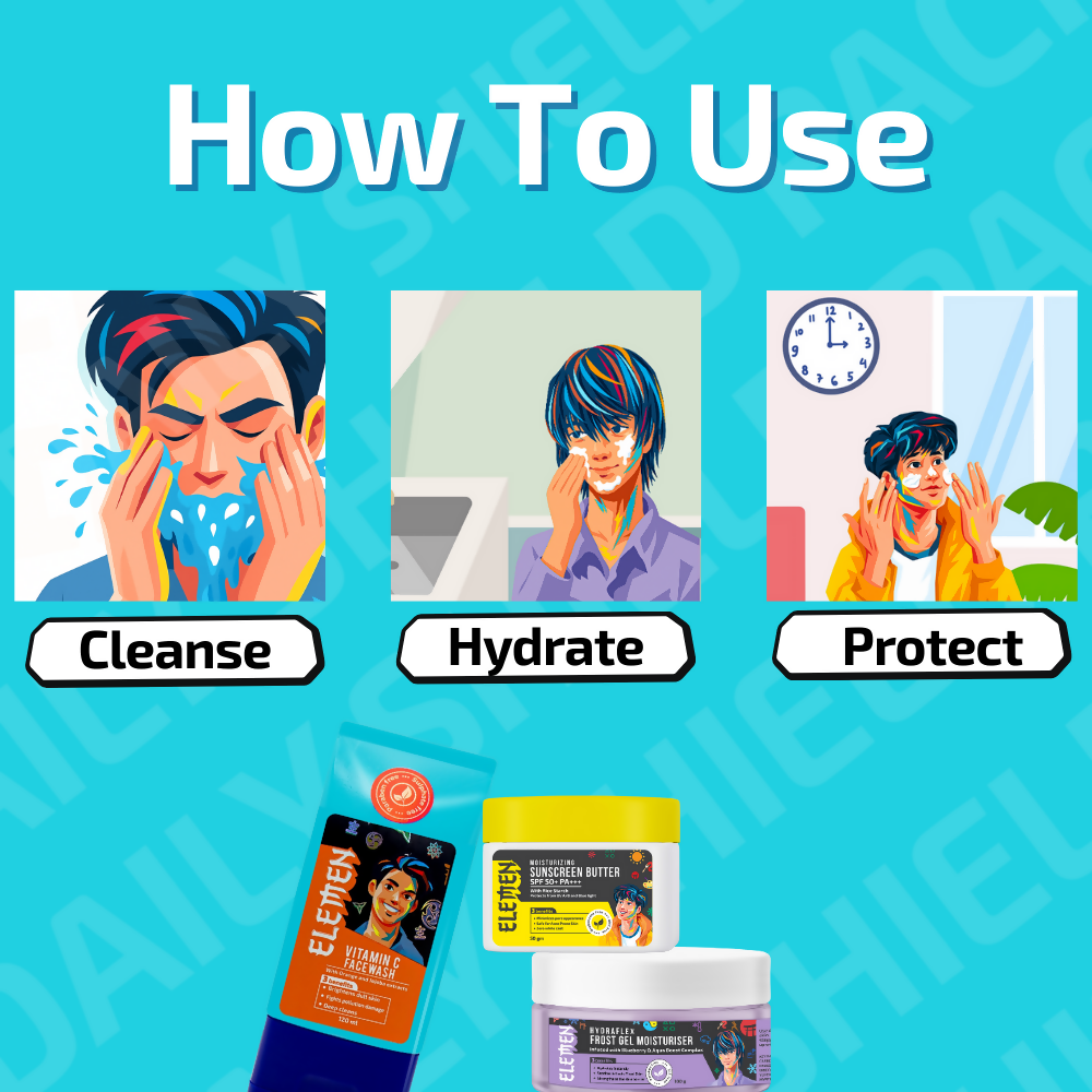 Elemen Daily Shield Pack: Facewash + Moisturiser + Sunscreen