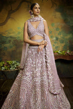 House of Panchhi Mauve Net Multi Sequins with heavy Zarkan embroidery Lehenga choli & Dupatta