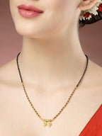NVR Women's Set of 5 Gold-Polished Black Beaded Mangalsutra - Distacart