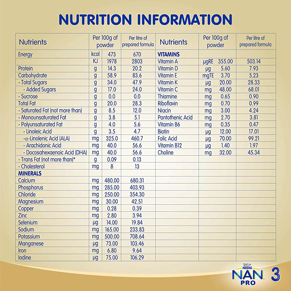 Nestle Nan Pro 3 Follow-Up Formula Powder After 12 Upto 18 Months Stage 3