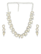 Diamond & Semi Precious Stone Neckpiece with Earrings with Chain - Ruby Raang
