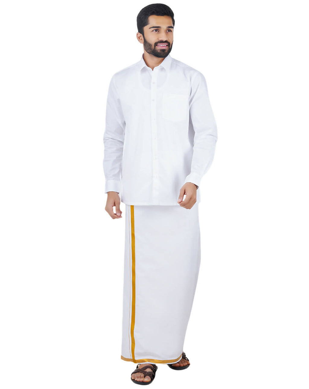 Ramraj Cotton Mens Full Sleeve Formal 100 % Cotton White Shirt