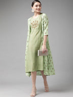Yufta Silk Green Regular Dress Single