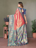 Aastha Fashion Dusty Pink Tissue Silk Paithani Woven Saree - Distacart